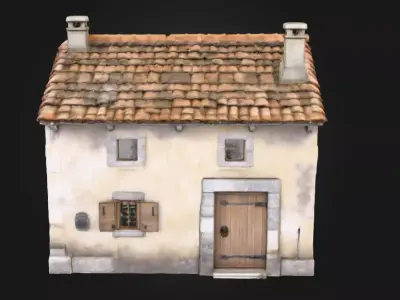 Rustic Stone Cottage Low-poly 3D model