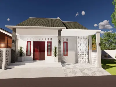 1 Floor Minimalist Modern House Design Full Interior 3D model