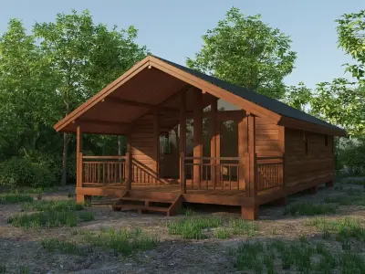 Small Wooden House For Nature Living Low-poly 3D model