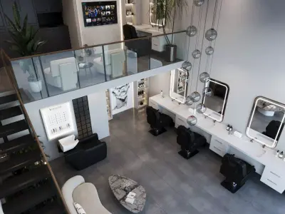 Barber Shop Interior Scene 3d Model 3D model