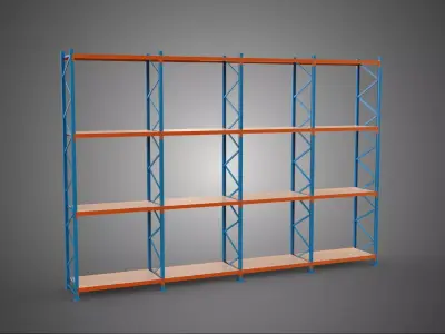 WOOD STEEL WAREHOUSE METAL SHELVING ORGANIZE STORAGE RACK SHELF 3D model