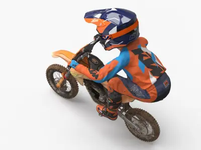  KTM Youth Mini Dirt Bike Rider Muddy Aggressive Position 