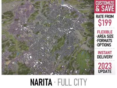 Narita - 3D City Model Low-poly 3D model