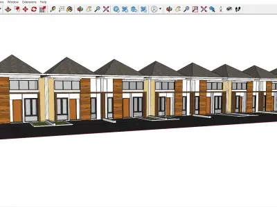Simple House Design 6x12m One Story    SketchUp Model Only 3D model