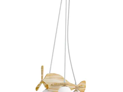 Wood Kids Chandelier with Globe Lights 3D model