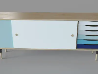 Unson Media Console Maple 3D model