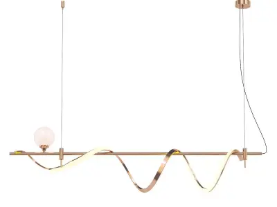 COURT pendant light with gold wavy design 3D model