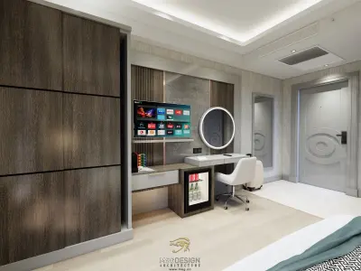 Hotel Room design Low-poly 3D model