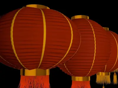 Chinese red lanterns 3D model