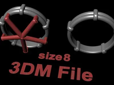 Rope Style Fashion Band Ring Size8 3D print model