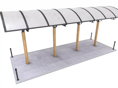 Shelter bus stop Low-poly 3D model