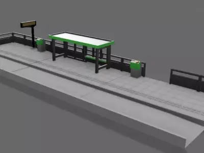Tram Stop London Low-poly 3D model