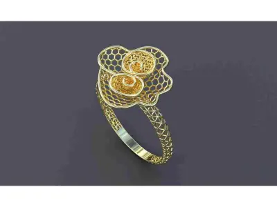 50 ring turkish pakistani ring jali design ring 3D print model