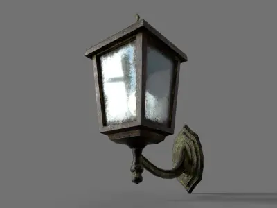 Old Rusted Outdoor Wall Lamp Low-poly 3D model