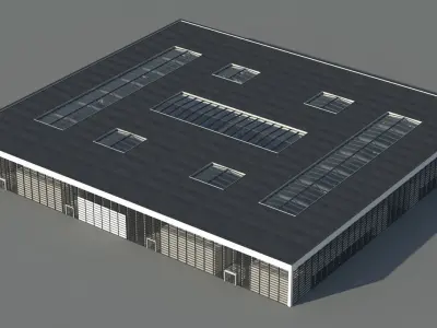 Warehouse 8 industrial building with roof 3D model