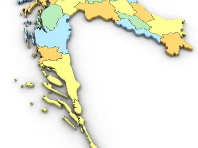 3d Political Map of Croatia 3D model