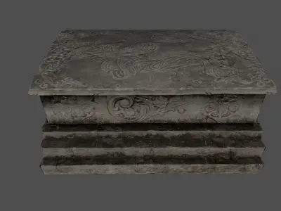tomb 3 stone coffin Low-poly 3D model