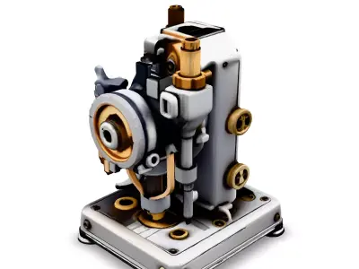 Steampunk Industrial Machine 3D Model Low-poly 3D model