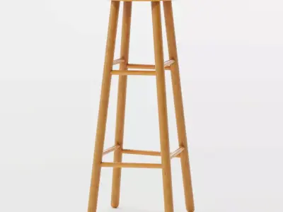 OakStoo01 wooden stool Free low-poly 3D model