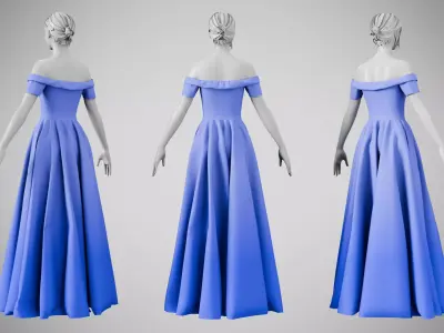Dress 08 Very Light Blue Low-poly 3D model