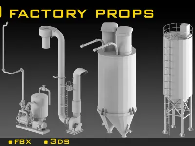 50- Factory props 3d models- Vol 01 Low-poly 3D model