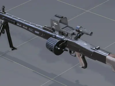 Modernized WW2 MG-42 BoneSaw Low-poly 3D model