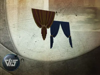 Mobile curtain collection Low-poly 3D model