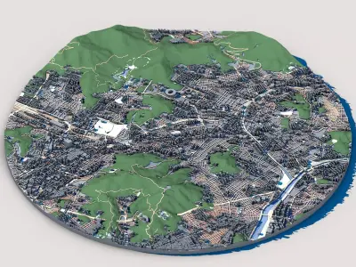 Busan South Korea Cityscape Haeundae Skyline Gwangan Bridge  3D model