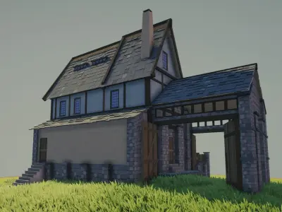 FC Medieval Water Mill Free low-poly 3D model