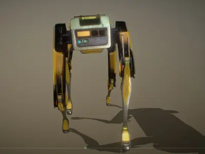 Robot Dog Rigged and animation walk Low-poly 3D model