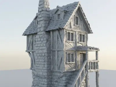 Shady Merchant House Tabletop Terrain 28 mm 3D print model