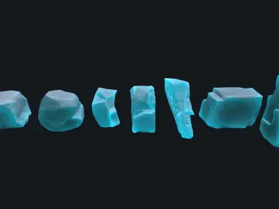 Ice Rocks Set Low-poly 3D model