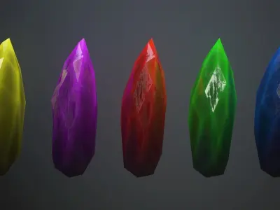 Crystals Pack Low-poly 3D model