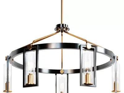 Ramos Matte Black and Warm Gold Ring Chandelier 3D model