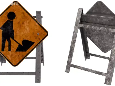 Road Work Sign Low-poly 3D model