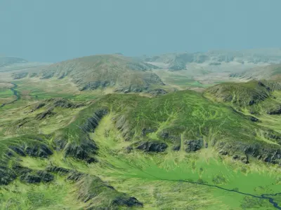 Grass Rock Hills Valley Landscape 3D model