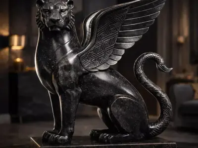 Imperial Winged Lion Guardian  Mythological Fantasy Sculpture 3D print model