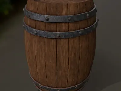 wood barrel 2 Low-poly 3D model