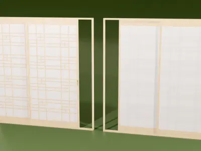 Japanese Shoji with designed lattice Low-poly 3D model