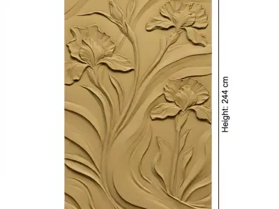 Modern floral Relief Panel Wall Decor Set STL Mural CNC 334 3D model