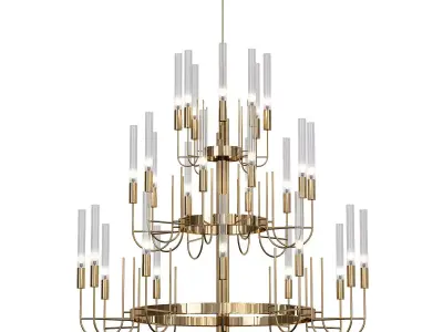 Luxxu chandelier in brass and glass 3D model
