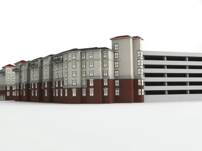 Large Residential Building Apartments Condominiums Low-poly 3D model