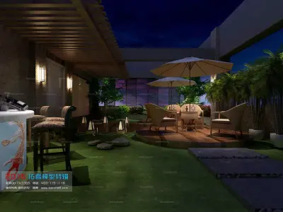 Miniature Garden night 3D model