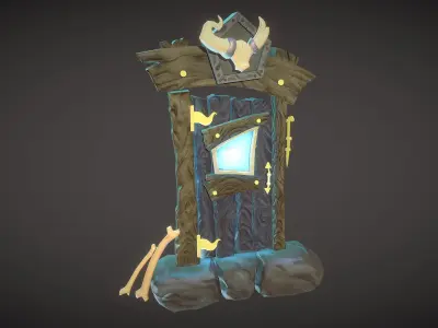 Stylized Door prop Low-poly 3D model