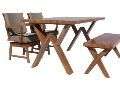 dining set 4 seat 3D model