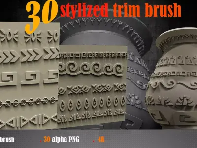 30 stylized trim brush vol 1  hawaiian pattern  3D model