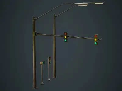 Stop Light 1A Low-poly 3D model