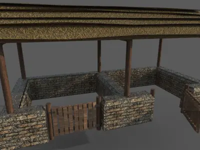 Medieval Stable Low-poly 3D model