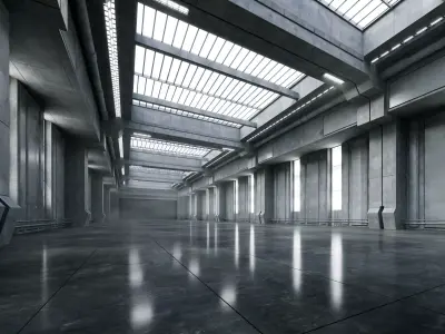 Cinematic Brutalist Hangar - Cinematic Environment - 001 Low-poly 3D model