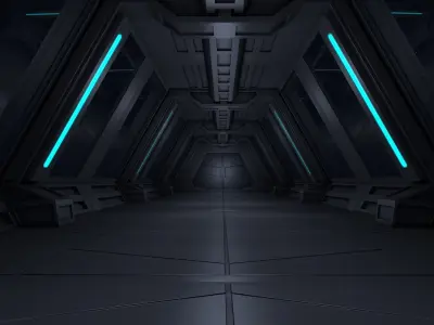 Sci fi Corridor Low-poly 3D model get